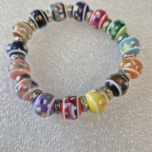 Colorful Beaded Stretch Bracelet – Boho Multicolor Artisan Style